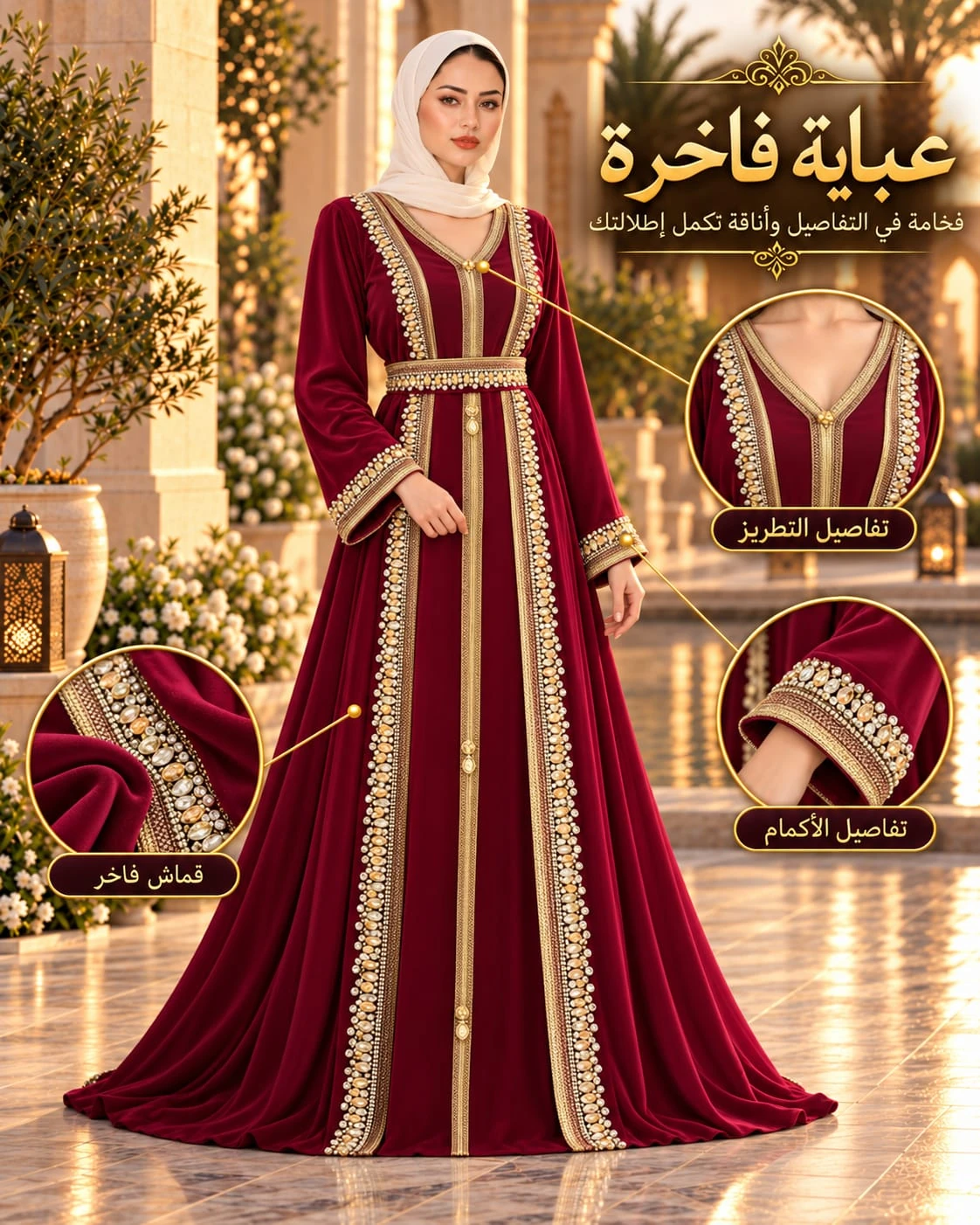 قفطان عنابي ملكي